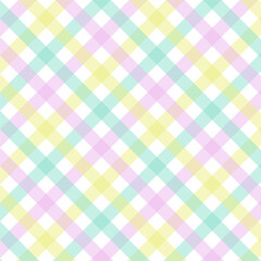 Multicolor gingham seamless pattern.Checkered tartan plaid repeat pattern in green yellow pink white.Geometric vector illustration background wallpaper.