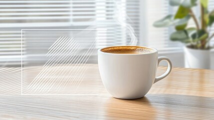 Obraz premium Delightful coffee experience cozy home closeup shot bright room tranquil atmosphere