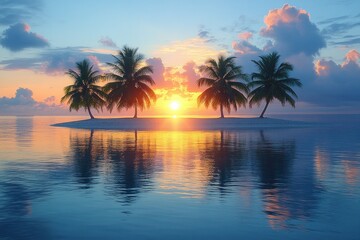 Obraz premium Tropical island paradise sunset