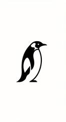 Penguin Illustration Standing on White Background