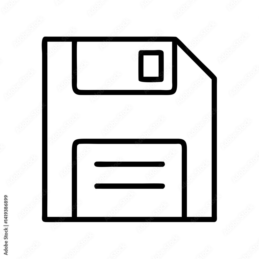 Poster floppy disk icon vector illustration, save data storage symbol, retro technology and computing