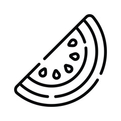 An editable line style icon of watermelon slice