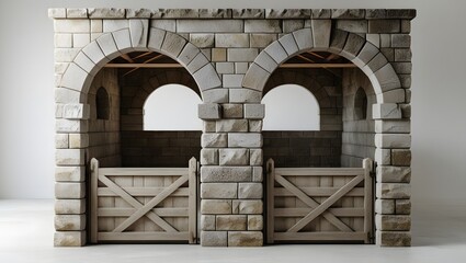 Fototapeta premium Stone Stable: Elegant Double-Stall Design with Archways