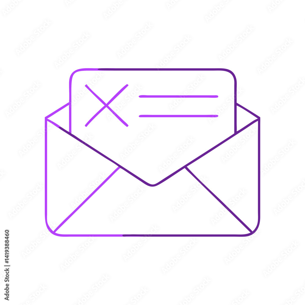 Poster email icon with message in violet outline