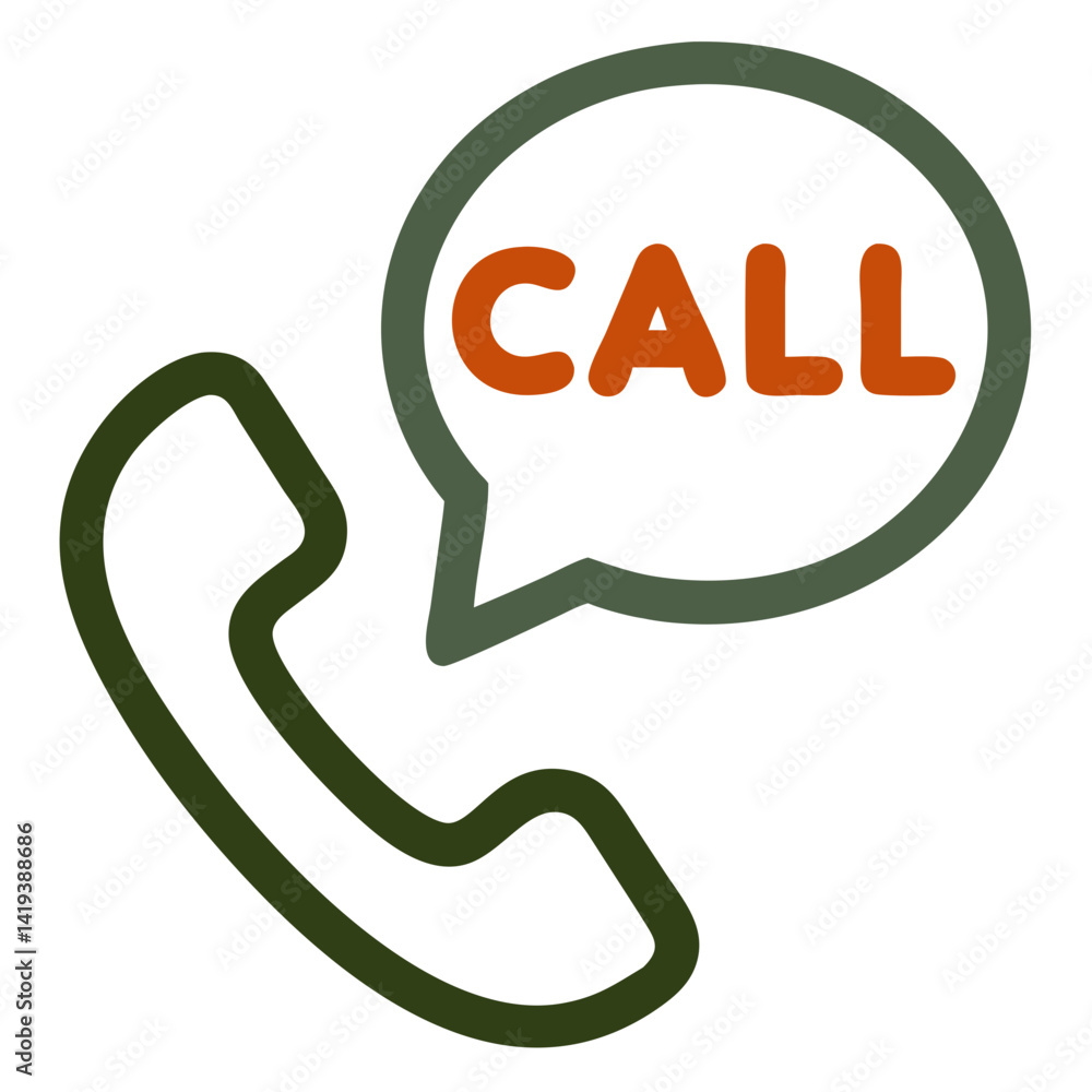 Poster phone icon with speech bubble indicating call action