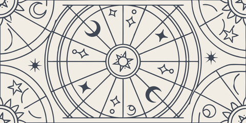 Fototapeta premium Astrology Chart Design with Celestial Symbols on Textured Background 