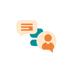 Chat Icon with Speech Bubbles and User Silhouette  