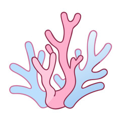 Obraz premium Coral Reef Ecosystem Illustration in Pink and Blue Colors 