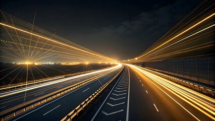 Obraz premium Futuristic Highway Light Trails with Neon Glow and Motion Blur V7