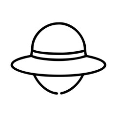 Illustration of a classic sun hat for summer vacation and outdoor adventures, line art style