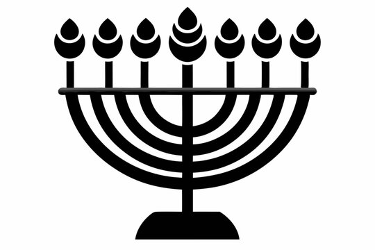 black menorah on white background clip art preview