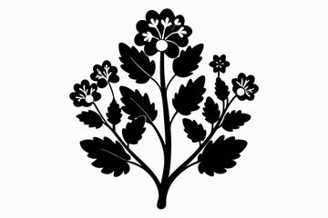 mustard plant silhouette line art vector illustration