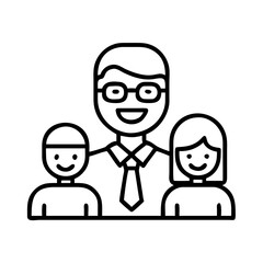 Family icon vector illustration father with son and daughter happy family outline design 90