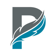 Notary Logo combine with letter P vector template