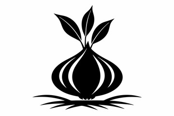onion plant silhouette line art vector illustration