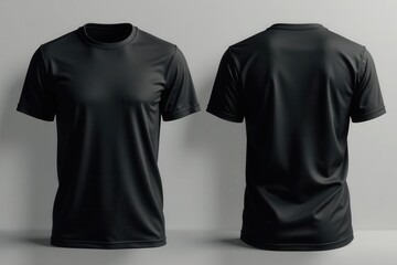 Premium black t-shirt mockup, front & back views Ideal for design display , image, studio, black