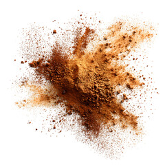 Cinnamon powder scattered isolated on white, texture --v 7.0