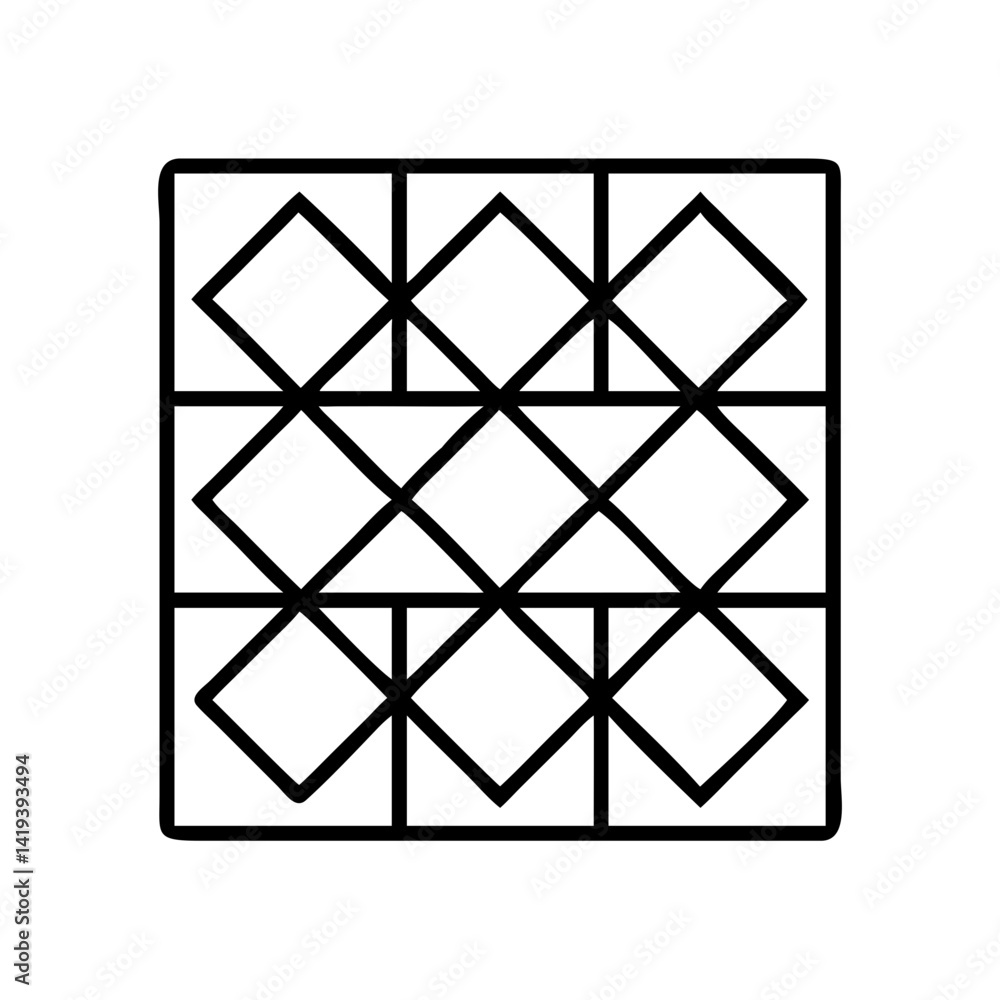 Poster geometric pattern design with rhombus shapes and square grid for abstract background art vector