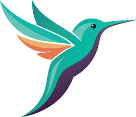 Naklejka premium A mascot logo featuring a sleek and modern stylized hummingbird in motion, representing speed and agility for a technology or delivery service 