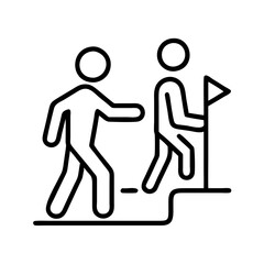 Leadership mentor helps team achieve goal icon vector, business success and motivation concept