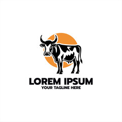 Cow Logo. Cow farm product logo design vector. Vintage Cattle Angus Beef logo