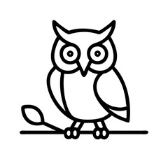 Owl vector illustration of cute owl on branch outline drawing owl clip art owl icon design