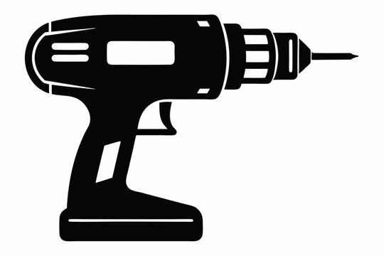 black cordless drill, side view, isolated clip art preview