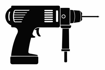 power drill silhouette line art vector illustration