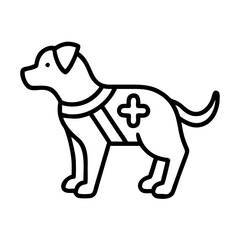 Vector illustration of a service dog with medical cross symbol for assistance and support