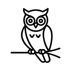 Owl outline vector illustration, bird of prey drawing, nocturnal animal clip art, simple design
