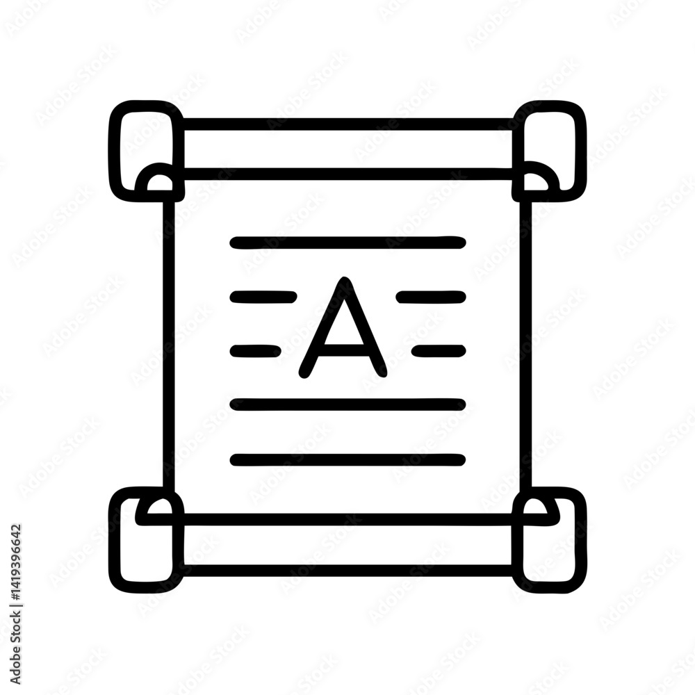 Poster vector illustration of vintage scroll document paper ancient manuscript with text a