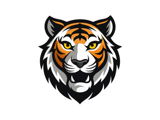 Fototapeta premium flat and minimal Tiger head logo icon design of black silhouette vector illustration isolated on white background