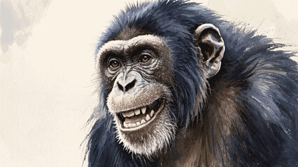 Wild Empathy: brushstrokes of peace bonobo smile happy isolated watercolor vector illustration svg 
