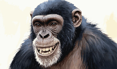 Congo Currents: silhouette in flow bonobo smile happy isolated watercolor vector illustration svg 