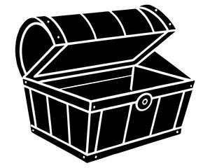 Open Treasure Chest icon vector silhouette illustration on white background