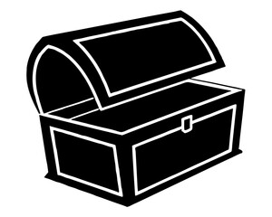 Open Treasure Chest icon vector silhouette illustration on white background
