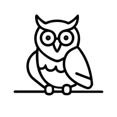 Owl line art vector illustration, cute owl drawing, owl outline design, owl icon graphic vector