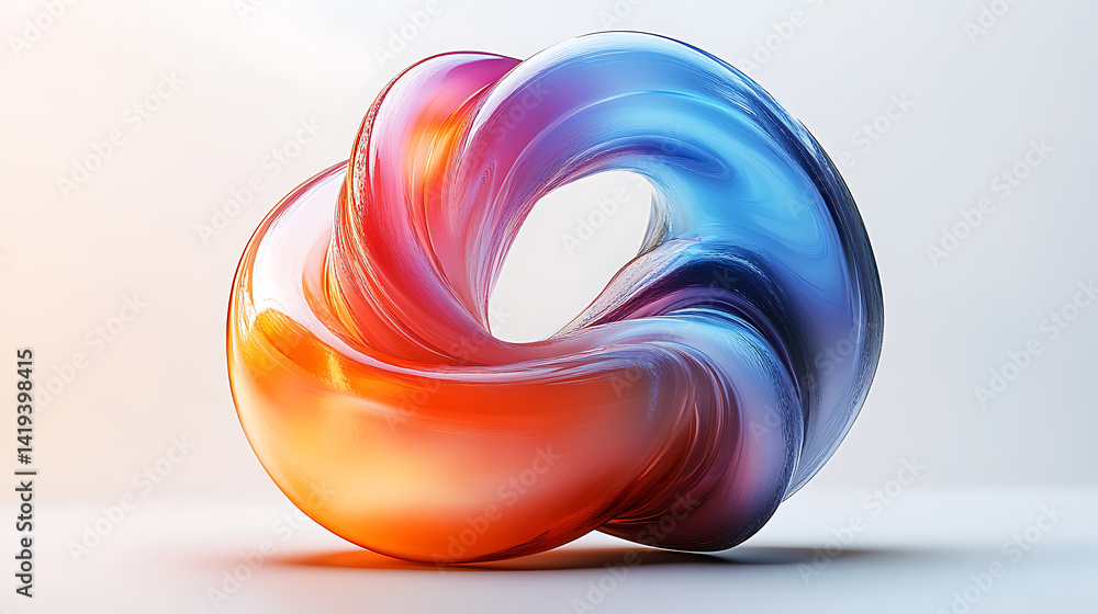 Poster abstract glossy gradient torus shape isolated on white background
