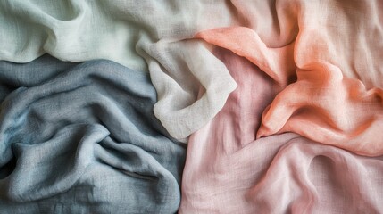 Soft fabric textures in pastel colors for creative design inspiration and textile art concept