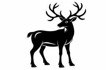 reindeer silhouette line art vector illustration