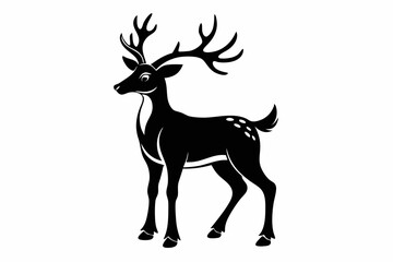Obraz premium reindeer silhouette line art vector illustration