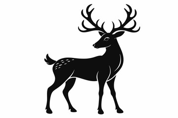 reindeer silhouette line art vector illustration