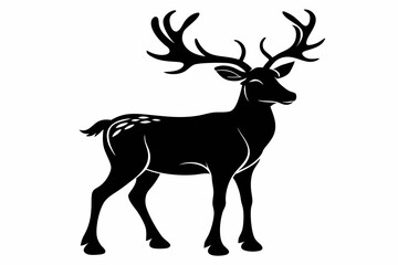 reindeer silhouette line art vector illustration