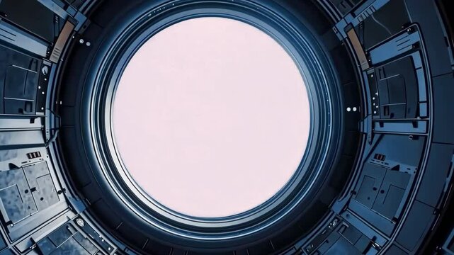 Space ship window live mockup animated overlay, transparent 4K video, alpha channel, ProRes 4444