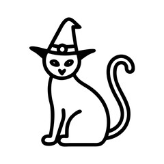 Halloween black cat with witch hat vector illustration for spooky season designs and crafts ideas