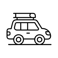 Illustration of car with luggage on top for travel adventure and road trip transportation design vector