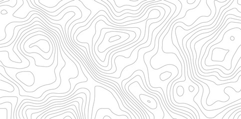 Fototapeta premium The black grey on white contours vector topography stylized height of the lines. The concept of a conditional geography scheme and the terrain path. Ultra wide. Map vector terrain Illustration. 