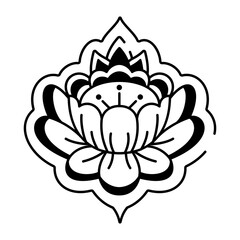 Fototapeta premium A glyph style icon of lotus flower tattoo 