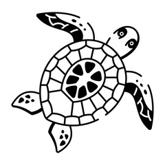 A doodle style icon of sea turtle tattoo