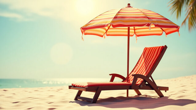Umbrella shadows. Patterned shadows cast by a beach umbrella on a chaise lounge. A summer beach with a lounge chair.
